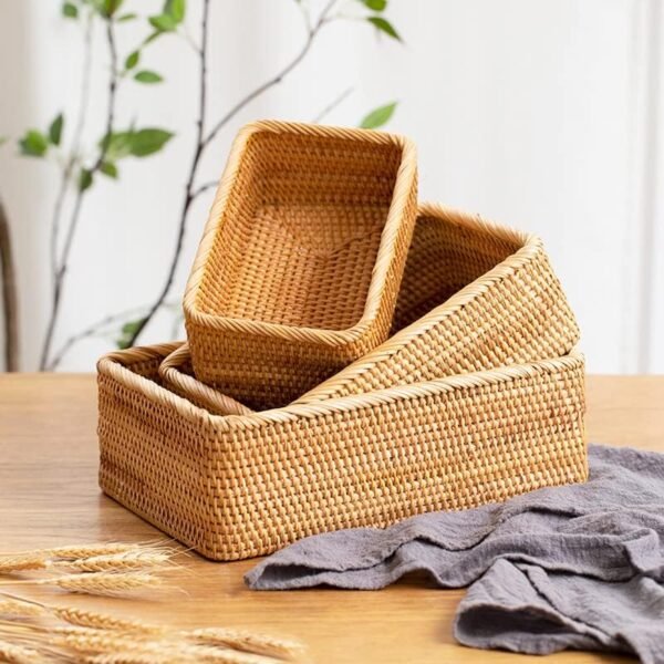 Handwoven Bamboo Storage Basket - Image 3
