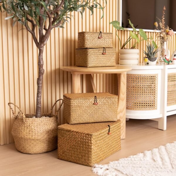 Handwoven Bamboo Storage Basket - Image 2