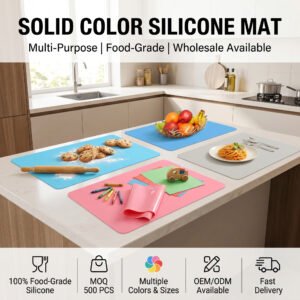 Premium Solid Color Silicone Multi-Purpose Mat - Non-Stick Food-Grade Protective Countertop Mat for Arts, Crafts, and Kitchen Use